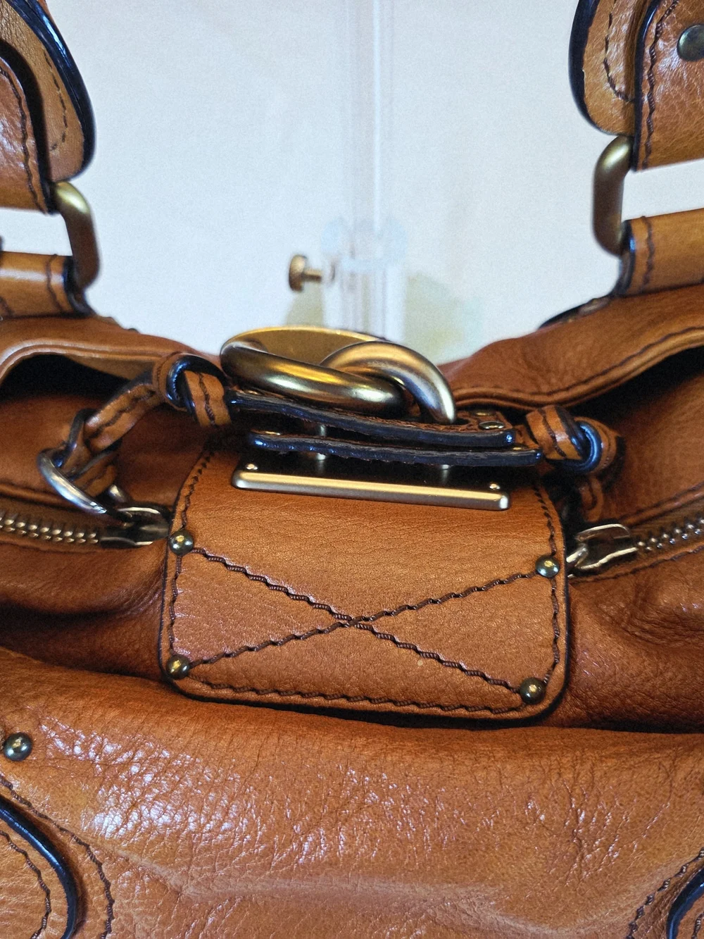 2006 Chloé Paddington Satchel Cognac Pebbled Leather-Lock and Key w COA.